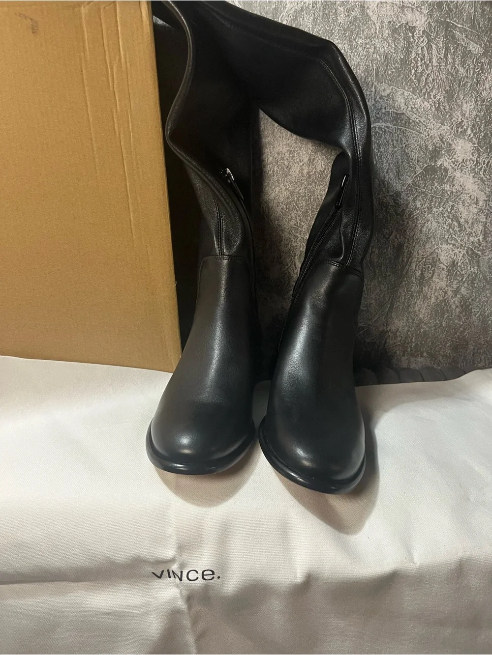 Vince Black Over-the-Knee Leather Boots NEW Sz 5